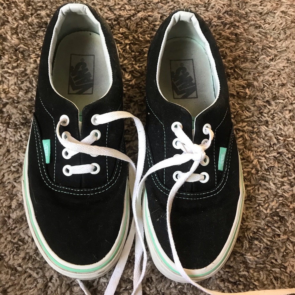 Vans black, baby blue, white sneakers